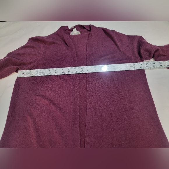EVOLUTION BY CYRUS Ancho Chili Burgandy Open Front Medium Cardigan Sweater - Picture 9 of 11